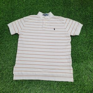 Ralph-Lauren Stripes Polo Shirt M/L 21x27 White Small-Pony